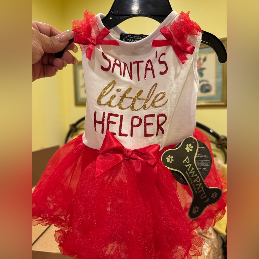 NWT “PAWPATU” ”Santa's Little Helper” Red Dress Sz M